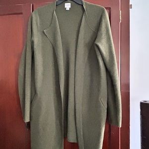 Olive green JCrew Sweater jacket. Size small.